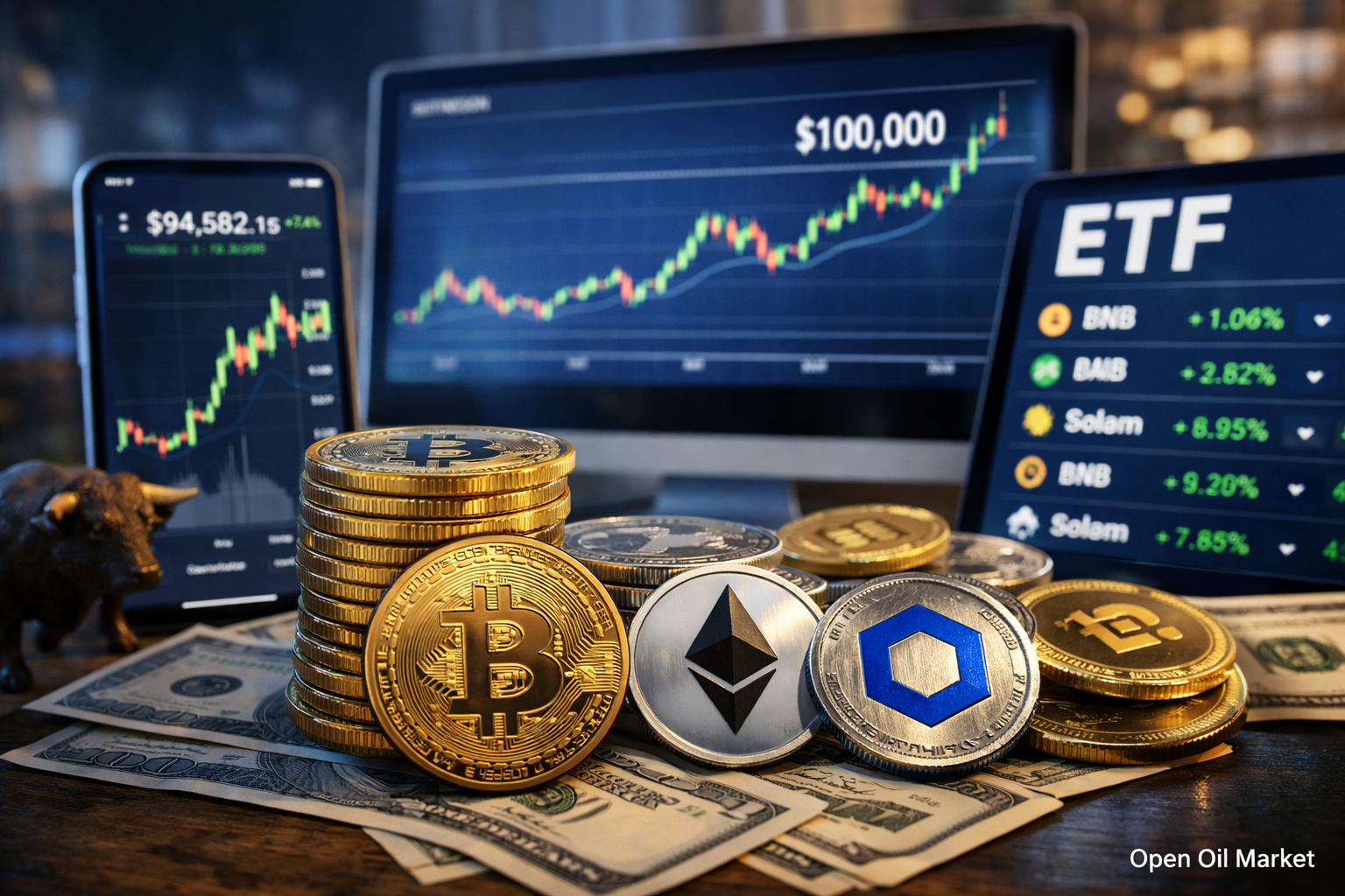 Novinky kryptoměn 19. ledna 2026 — bitcoin za 100 000 $, rallye altcoinů a ETF
