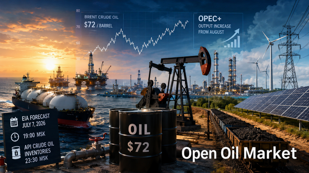 Novinky ze světa ropy a energetiky — úterý 7. července 2026: Brent, OPEC+, prognóza EIA a zásoby API