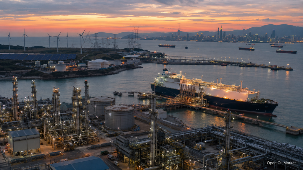 Novinky v ropě, plynu a energetice 16. května 2026: ropný terminál, LNG tanker, rafinerie, OZE a světová energetická infrastruktura