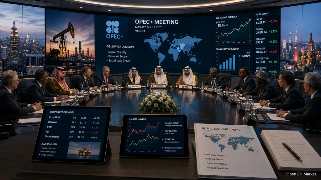 Zasedání OPEC+ a světové trhy — ekonomické události a korporátní zprávy 5. července 2026