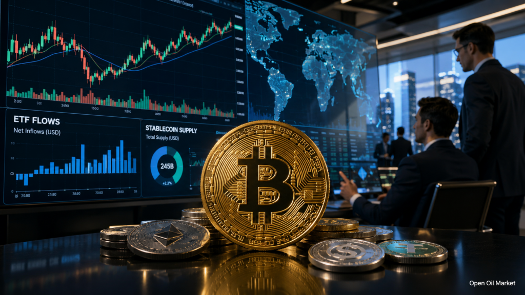 Globální kryptoměnový trh 14. června 2026: Bitcoin, Ethereum, ETF, stablecoiny a top-10 digitálních aktiv