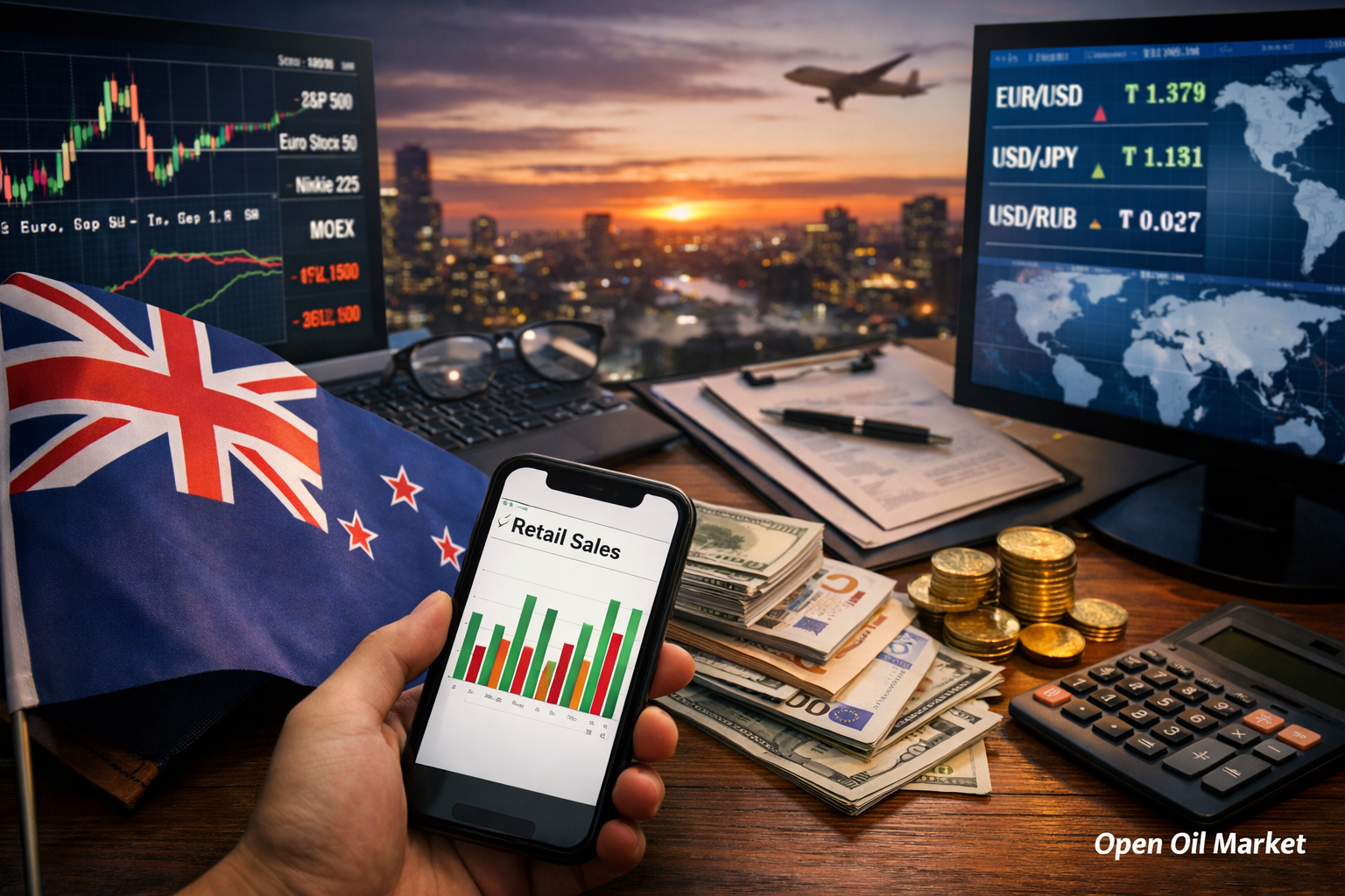 Ekonomické události a korporátní zprávy — 22. února 2026: maloobchodní prodeje Nového Zélandu a světové trhy.