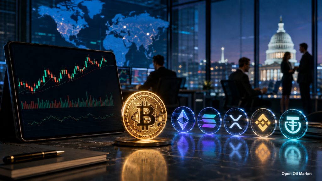 Novinky kryptoměn 10. května 2026: Bitcoin, Ethereum, Solana, XRP, BNB a stablecoiny na globálním finančním trhu.