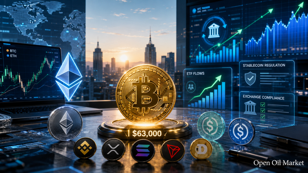 Kryptoměnový trh k 10. červenci 2026: Bitcoin kolem 63 000 USD, Ethereum, top 10 kryptoměn, ETF a stablecoiny