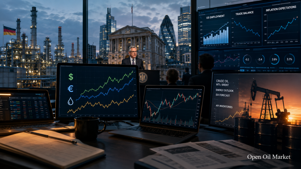 Ekonomický kalendář a zprávy společností na 7. července 2026: Německo, Bank of England, USA a ropa
