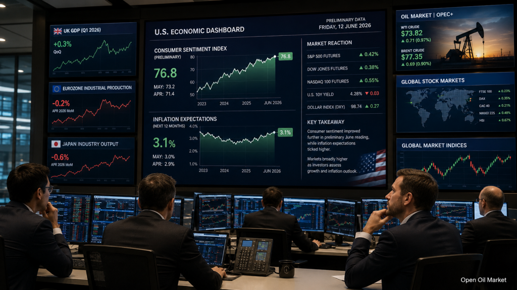 Kalendář investora: index spotřebitelského sentimentu USA, inflační očekávání, zpráva OPEC a světové akciové trhy 12. června 2026